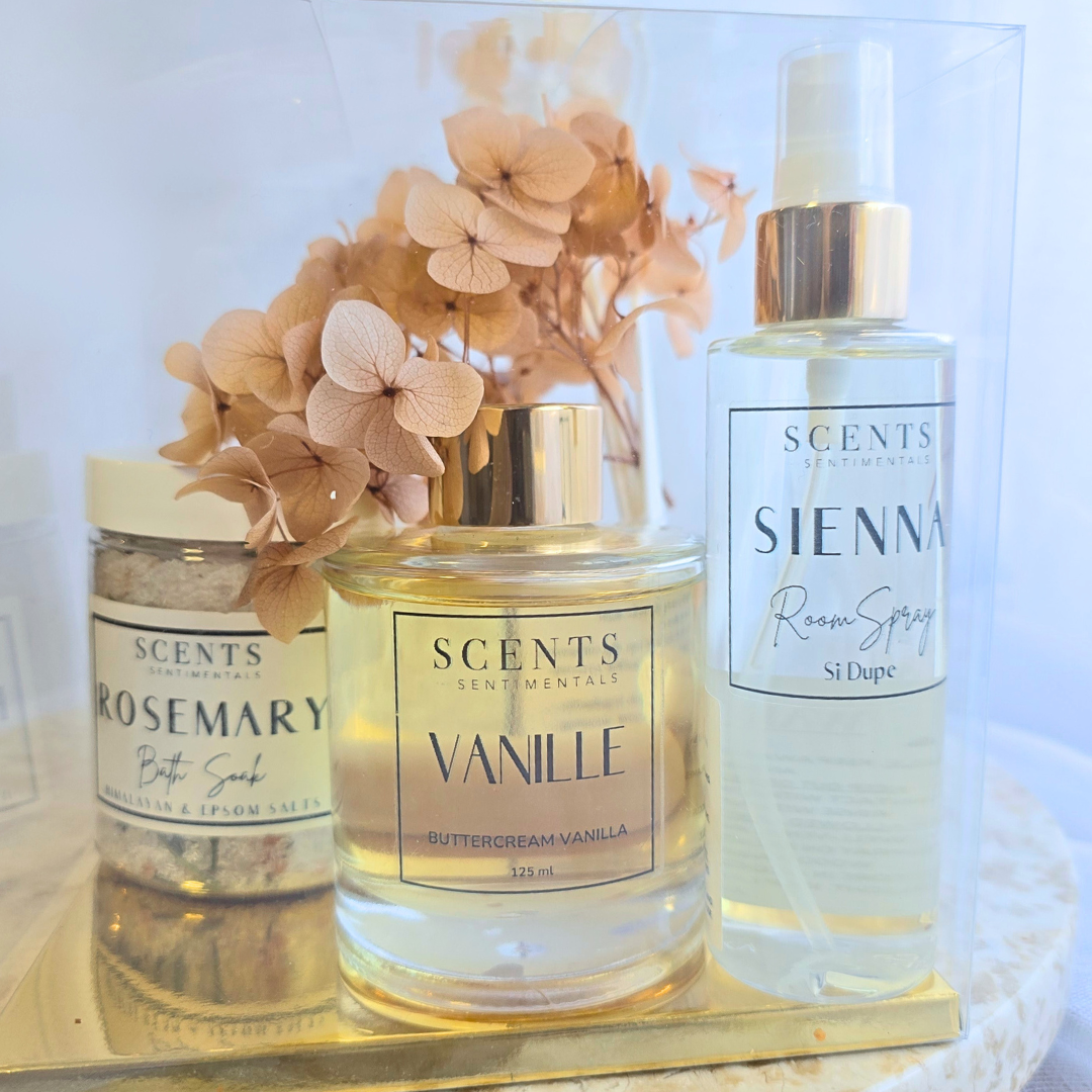 Diffuser + Room Spray + Bath Soak Clear Box