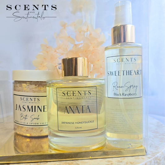 Diffuser + Room Spray + Bath Soak Clear Box