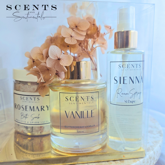 Diffuser + Room Spray + Bath Soak Clear Box