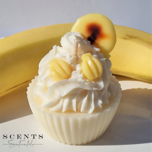 BANANA Cupcake Pillar Candle